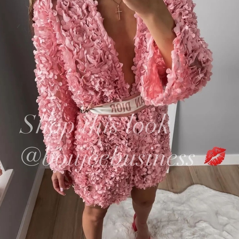 ZARA Floral Textured Coat Pink BNWT - Picture 7 of 11